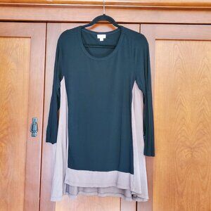 Black & Taupe Colorblock Tunic 14/16 NWOt